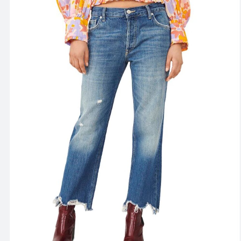 Free People Maggie Mid-Rise Straight-Leg Jeans